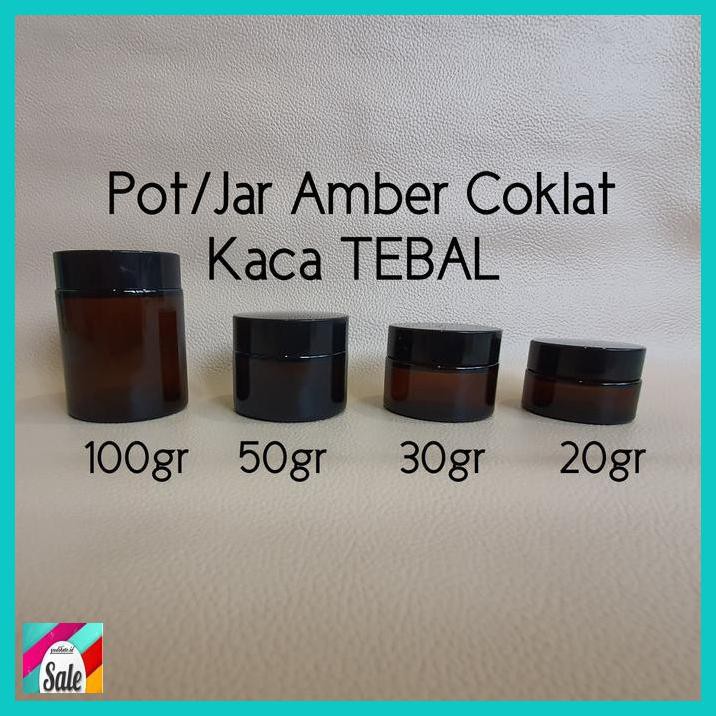 MAKEUPKEMASAN- 50GR - POT JAR AMBER COKLAT. KACA TEBAL -KECANTIKAN.