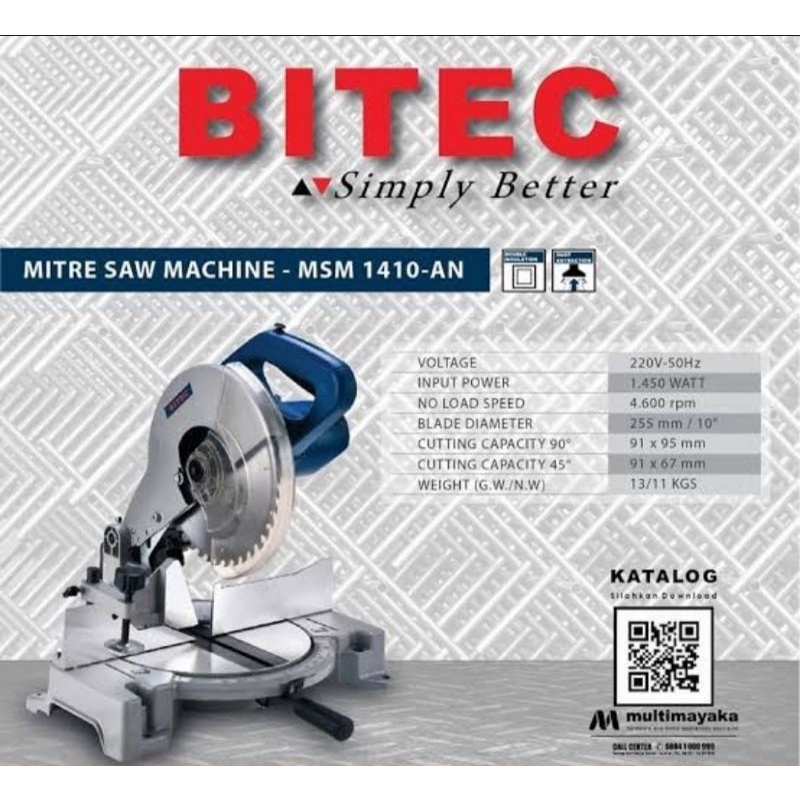 bitec MSM1410 miter saw mesin potong alumunium besi kayu MSM 1410