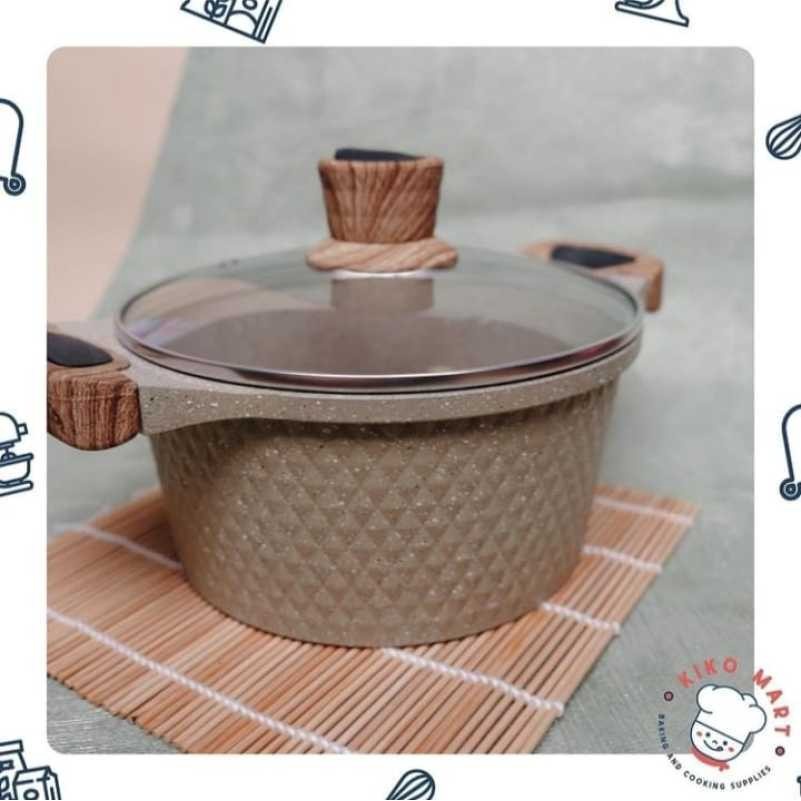 Stein Diamond Casserole 20 cm Panci Tutup Kaca Glass Lid Pan