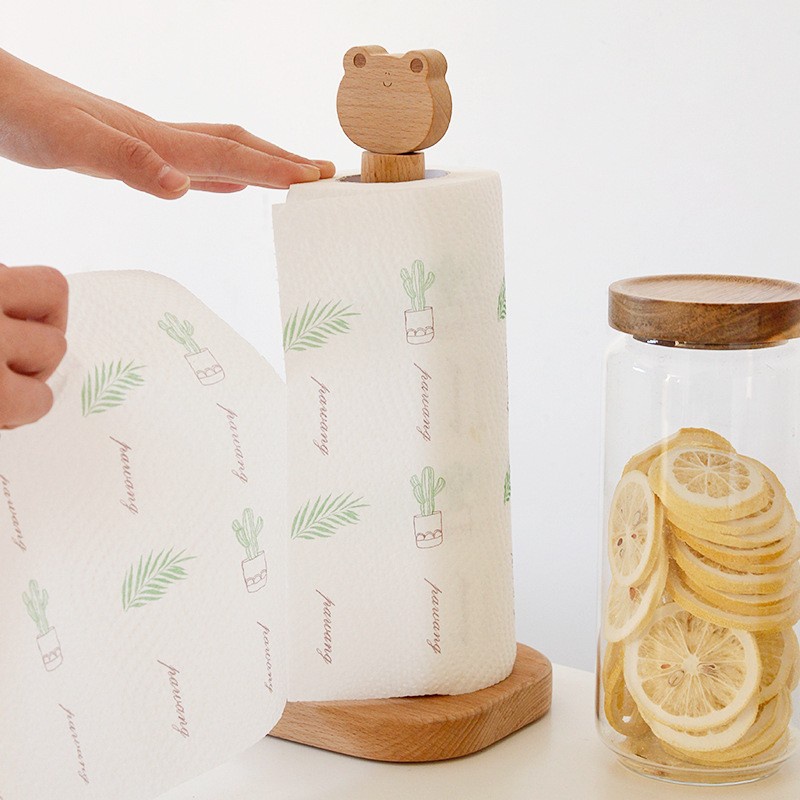 Cute standing wooden kitchen paper roll holder / tempat tisu gulung