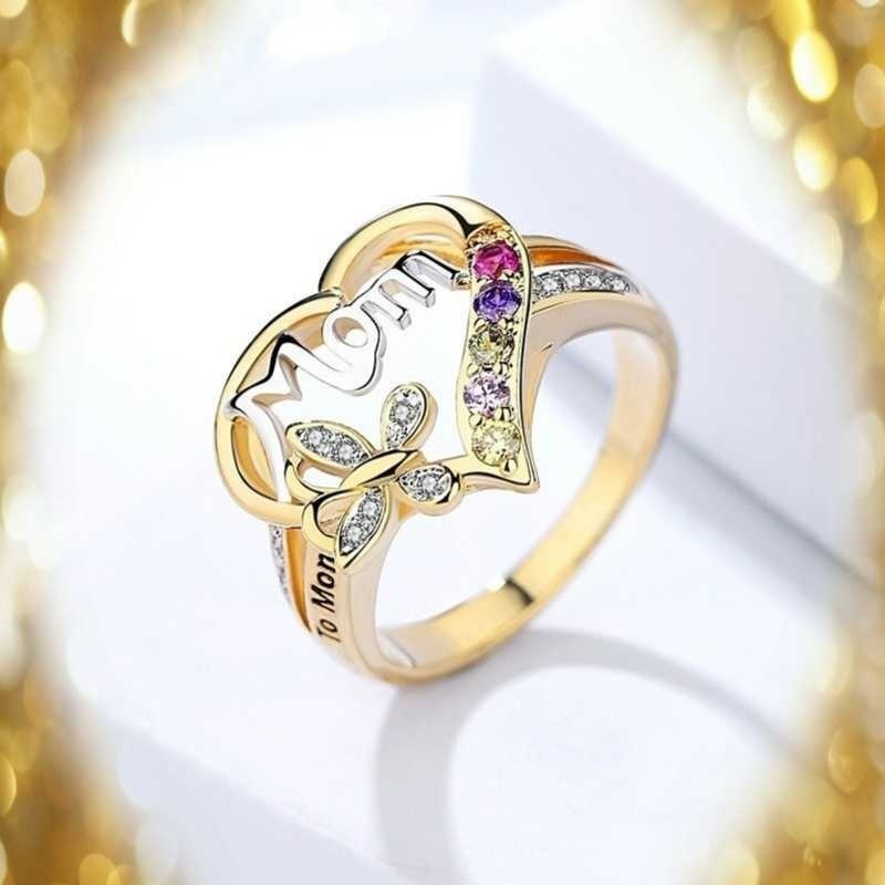 Cincin Berlian 925 Silver Bentuk Hati Ukuran 6-10 Untuk Hadiah Hari Ibu Dan Nenek