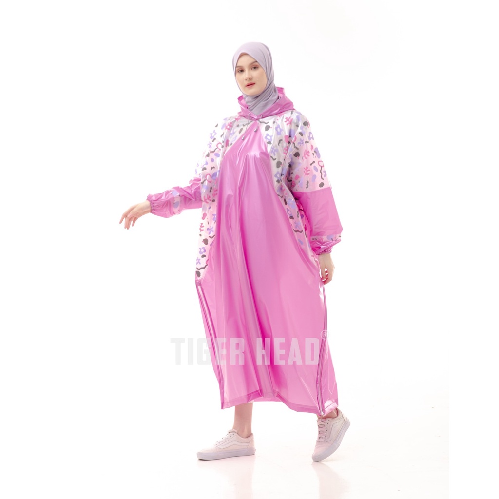 FELWINSHOP  Jas Hujan Gamis Terusan Tiger Head Wanita Chariva