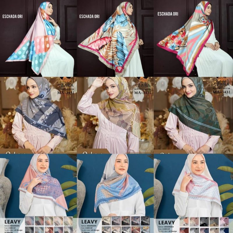 Jilbab segi empat motif azara OBRAL jilbab BERGO SPORT