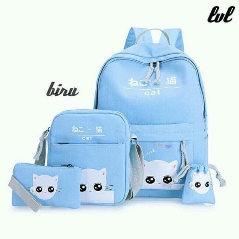 Tas Sekolah Tas Wanita Tas Backpack Tas Gendong Set4in1