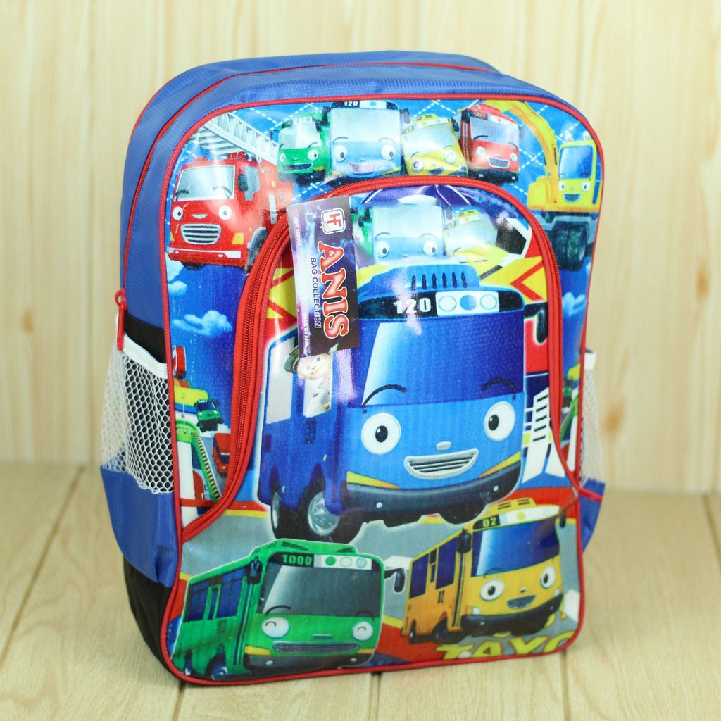 Back Pack Anak Cowok Motif Little Bus Tas Ransel Sekolah Anak Laki Laki TK SD Bahan Tebal Kuat Awet