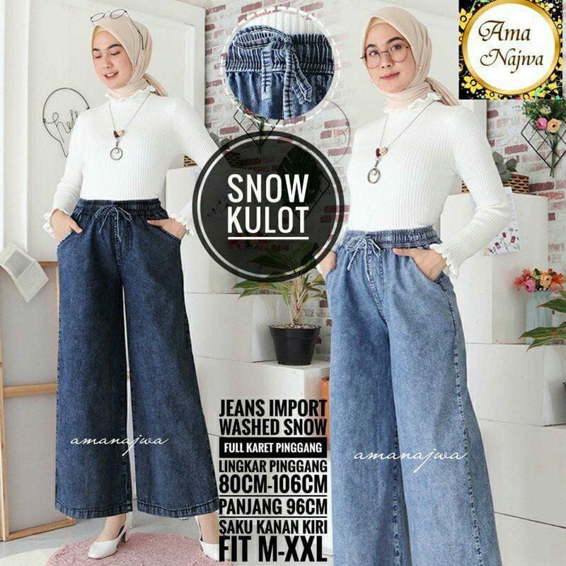 KULOT JEANS SNOW BLACK // KULOT JEANS SNOW BLUE //CELANA KULOT JEANS SNOW WANITA
