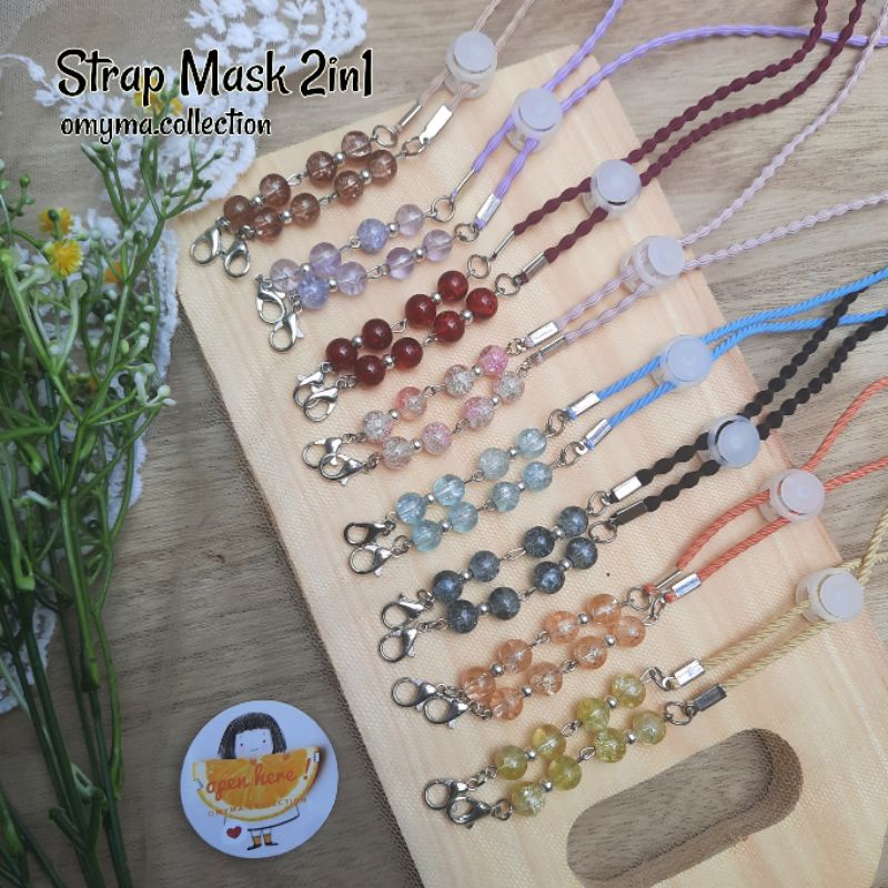 Tali masker hijab mutiara strap mask batu konektor masker strap mask 2in1 tali masker murah premium