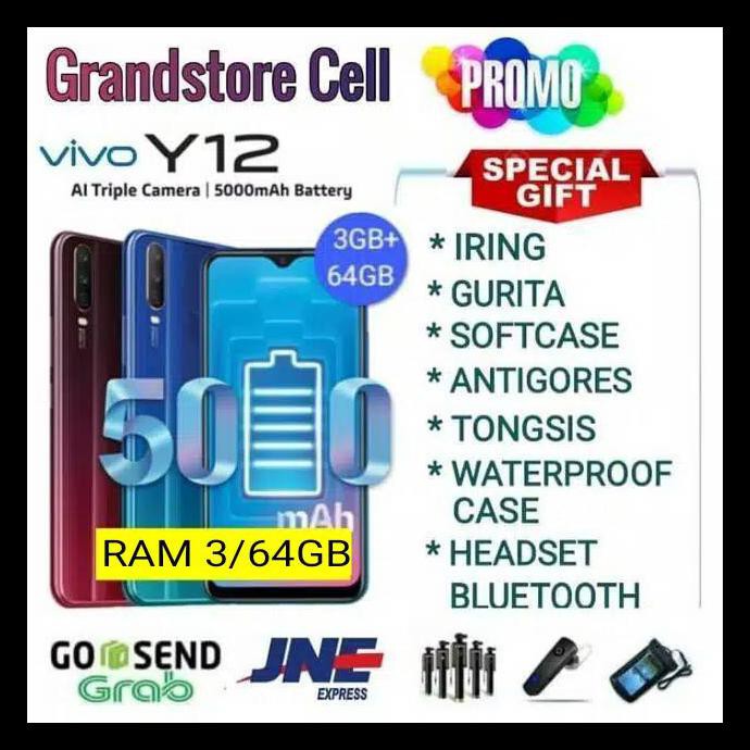 {BISA COD} VIVO Y12 RAM 3/64 GB GARANSI RESMI VIVO INDONESIA MURAH Kode 538
