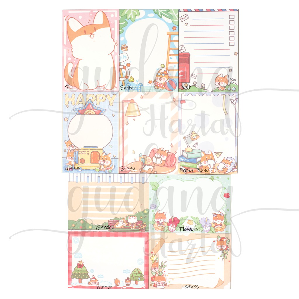 Memo Shiba Inu Anjing Lucu Memopad Notes Note DIY GH 301341