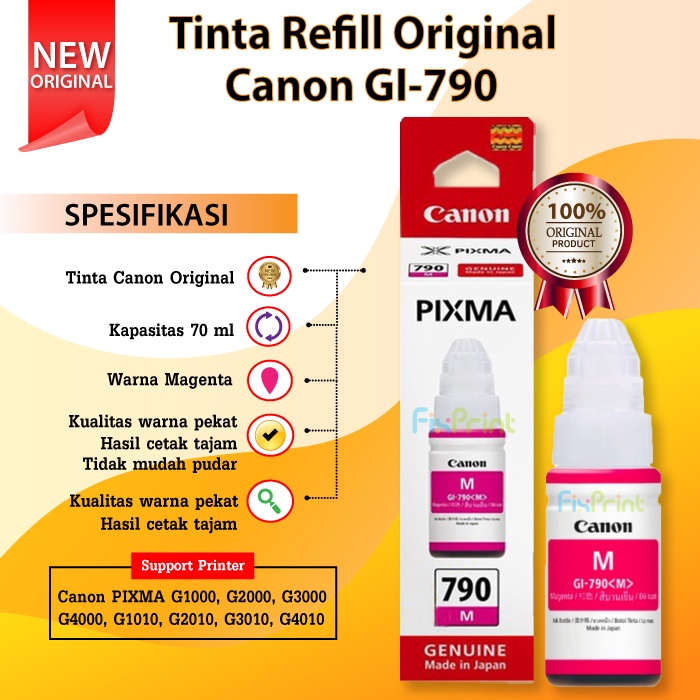 Tinta Printer G Series G1010 G2010 G3010 G4010 G1000 G2000 G3000 GI-790 Original