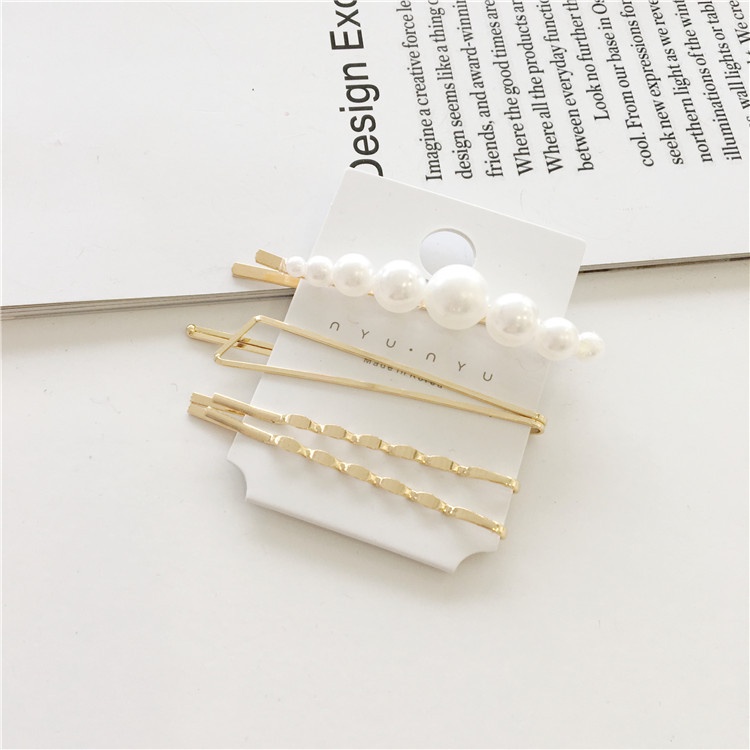 Metal Pearl Hairpin Combination Accessories Korea Simple Temperament Personality