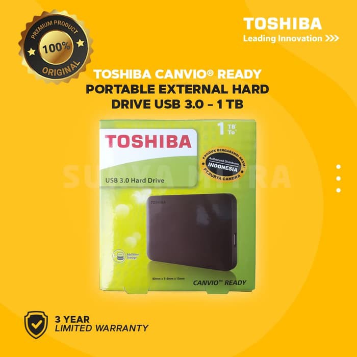 Hardisk Eksternal Toshiba Canvio Ready 1TB USB 3.0