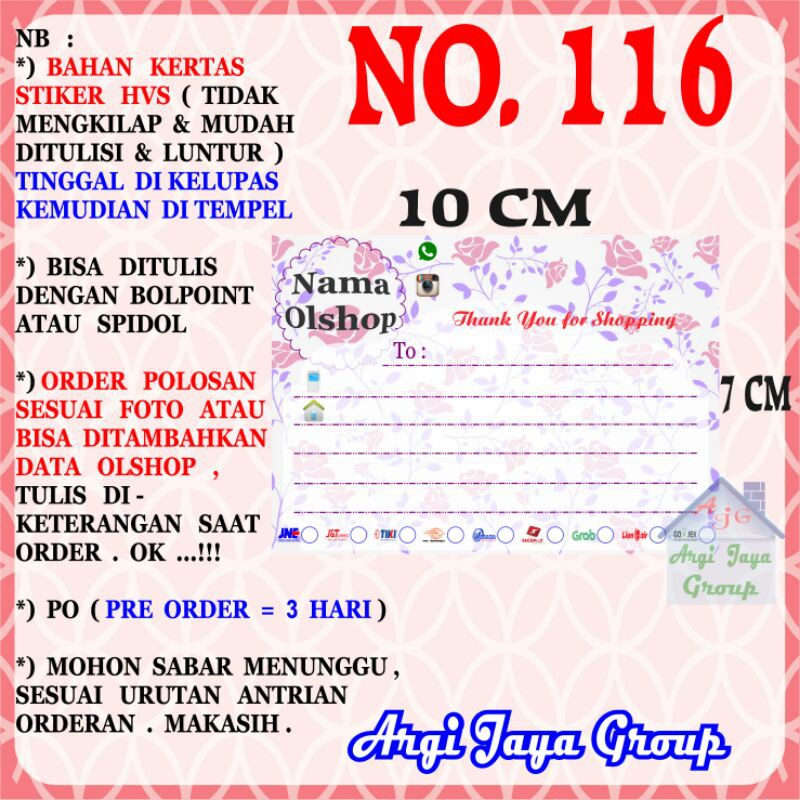 

Stiker HVS - Stiker Pengiriman - Sticker Alamat Olshop Murah Nomer 116-10x7cm