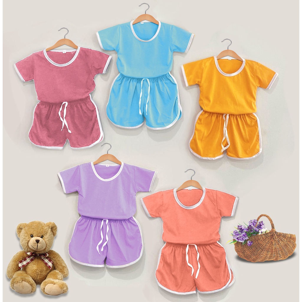 VINCE_F-Setelan baju playful colour anak / setelan anak polos / setelan unisex