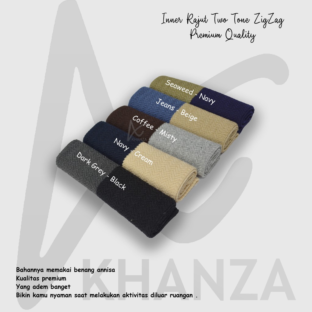 Inner Rajut 2 Warna Zigzag Ciput Bandana Two Tone Premium