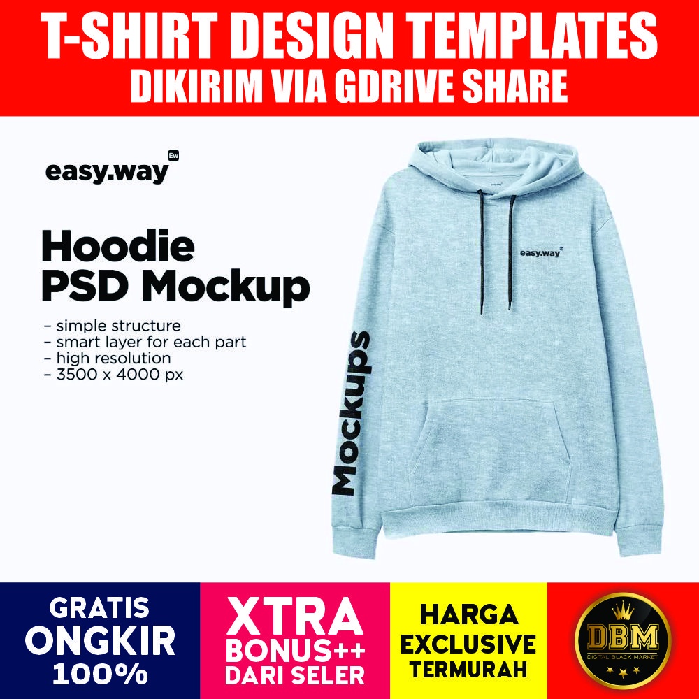 Heather Hoodie Front View PSD Mockup