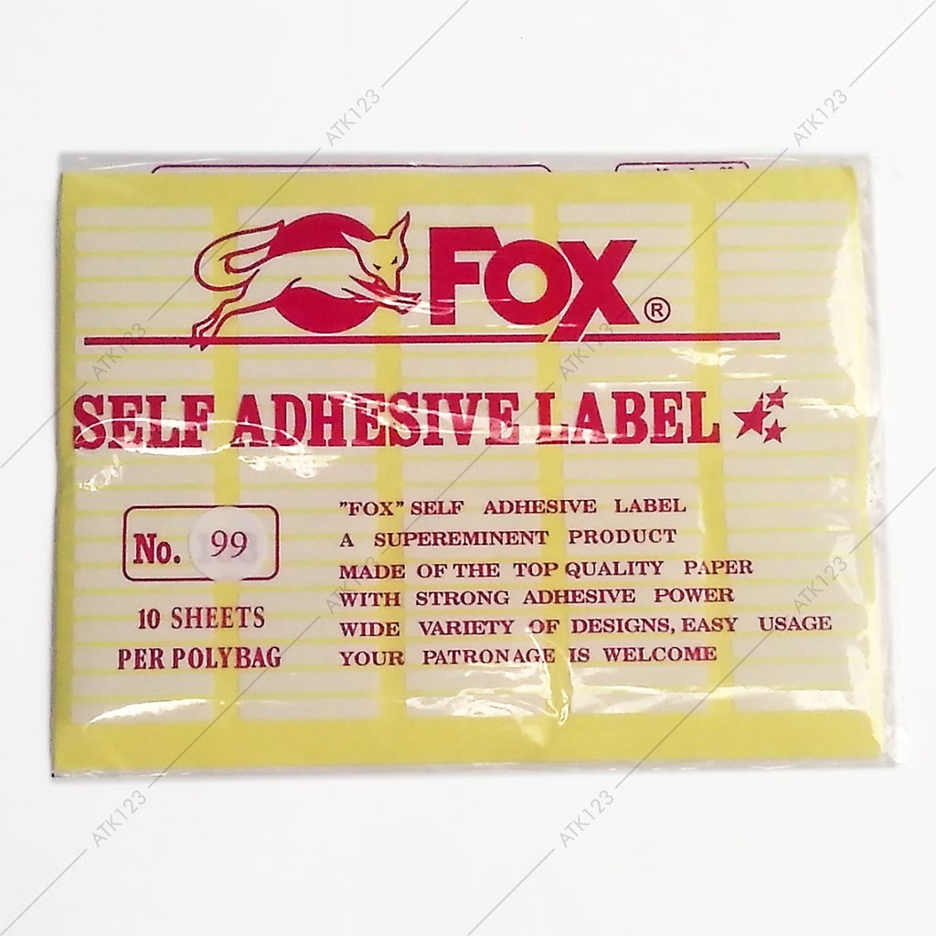 

Kertas / Label Stiker Fox No. 99 uk. 5 x 35 mm (Persegi Panjang)