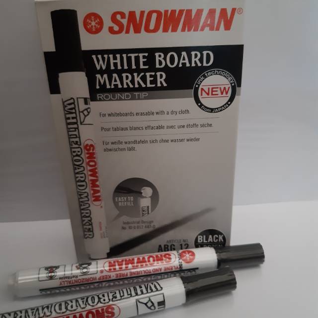 

Spidol Snowman White Board ABG 12 Black New