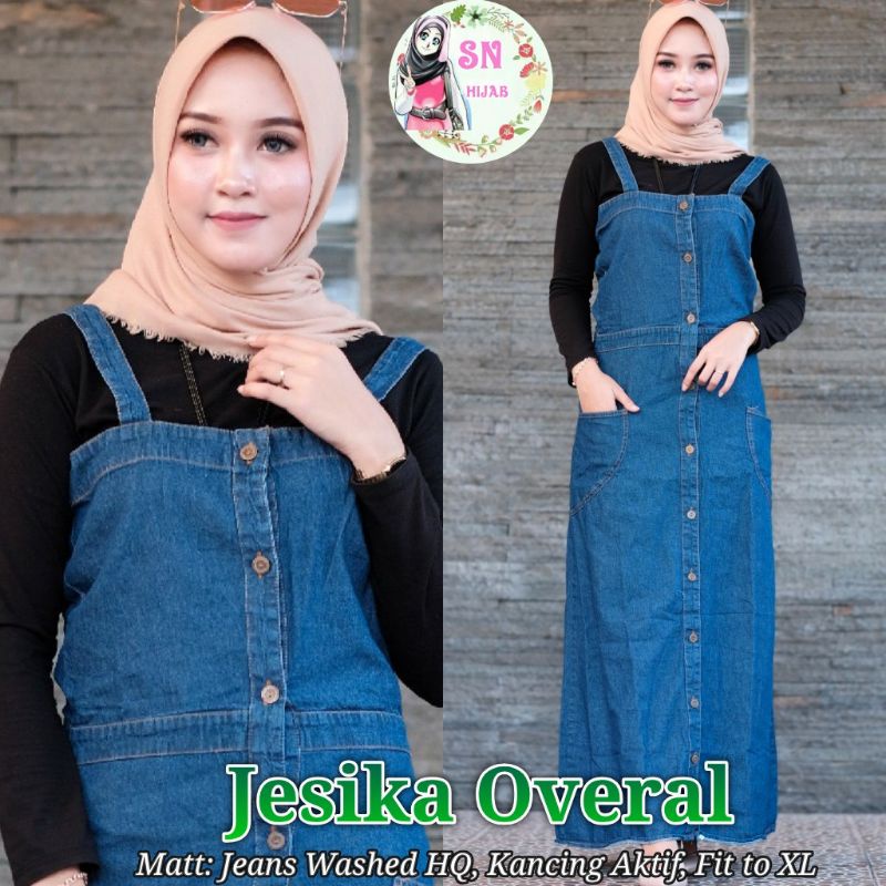 OVERALL JEANS WANITA KANCING AKTIF | OVERAL BUSUI FRIENDLY | BAJU KODOK WANITA MURAH KEKINIAN