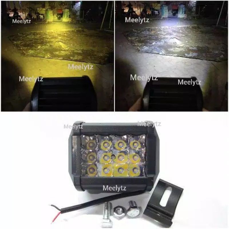 lampu tembak sorot cwl 12 mata 2 warna putih kuning 3 mode