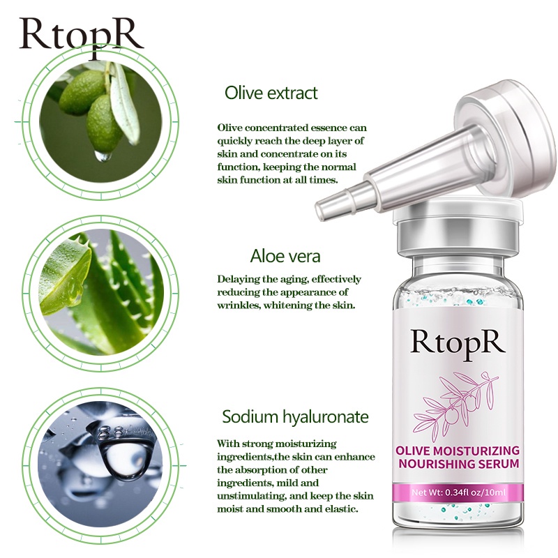 RTOPR Olive Moisturizing Nourishing Liquid Perawatan Wajah Anti Penuaan, Essence Perawatan Jerawat