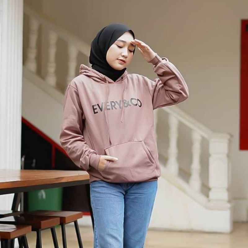 SWEATER HOODIE WANITA - EVERY CO MOCHA - SWEATER TERMURAH