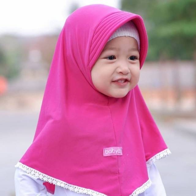 Jilbab Anak Ped Nayla Renda usia 0-3 th all size premium Bahan Jersey