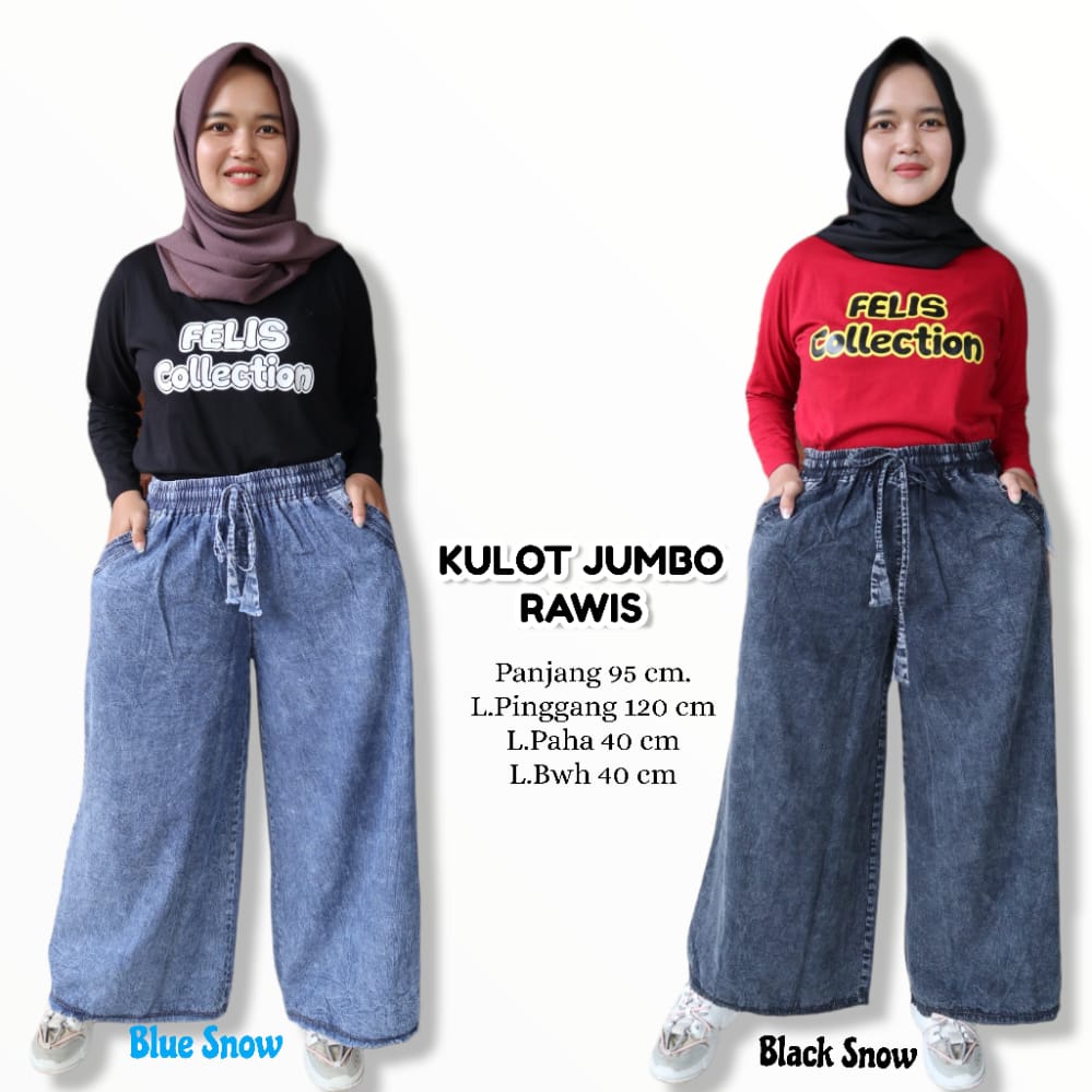 Kulot Jeans Kulot Rawis Ukuran Jumbo Muat Sampai BB 75-80kg Variasi Warna Snow Bisa Bayar Di Tempat