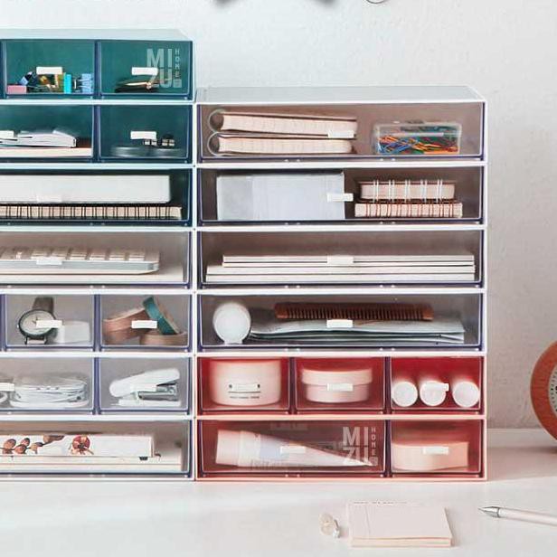 ◙ SUTAKKU Stackable Drawer Organizer Vanity Laci Organizer Susun Meja Rias Meja Kerja Rapih Cantik ➻