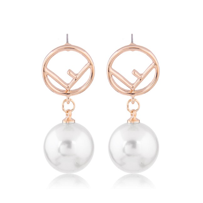 LRC Anting Tusuk Fashion Gold Peace Pearl Stud Earrings A58516