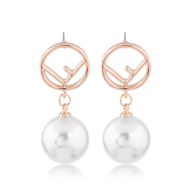 LRC Anting Tusuk Fashion Gold Peace Pearl Stud Earrings A58516