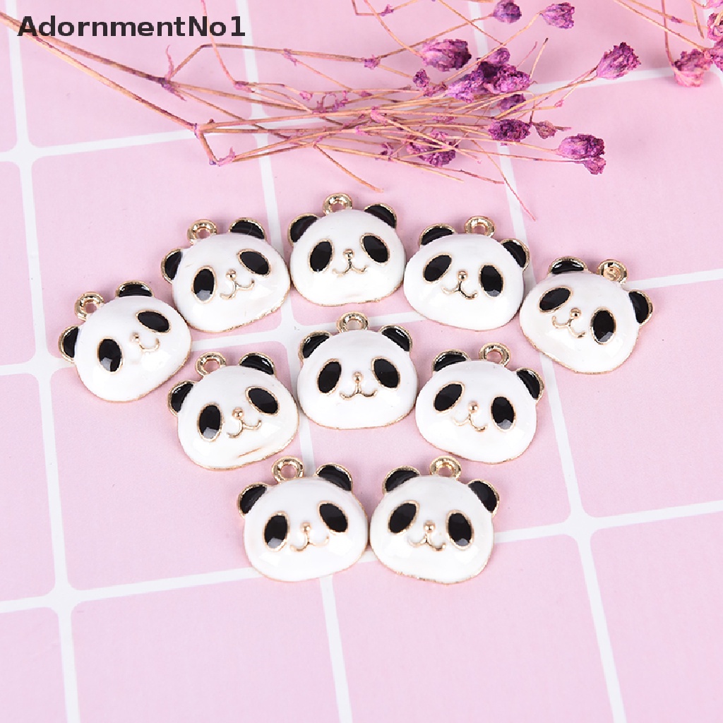 (AdornmentNo1) 10pcs / Set Liontin Enamel Bentuk Panda Bahan Alloy Untuk Kerajinan Tangan DIY Charms