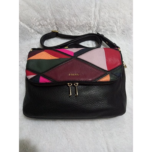 tas fossil preston patchwork black preloved