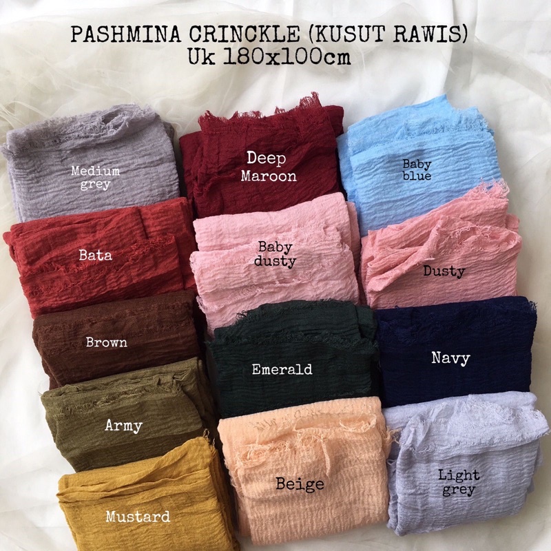 Pashmina Crinkle pasmina kusut rawis Shawl Cotton Crush +- 180x80cm