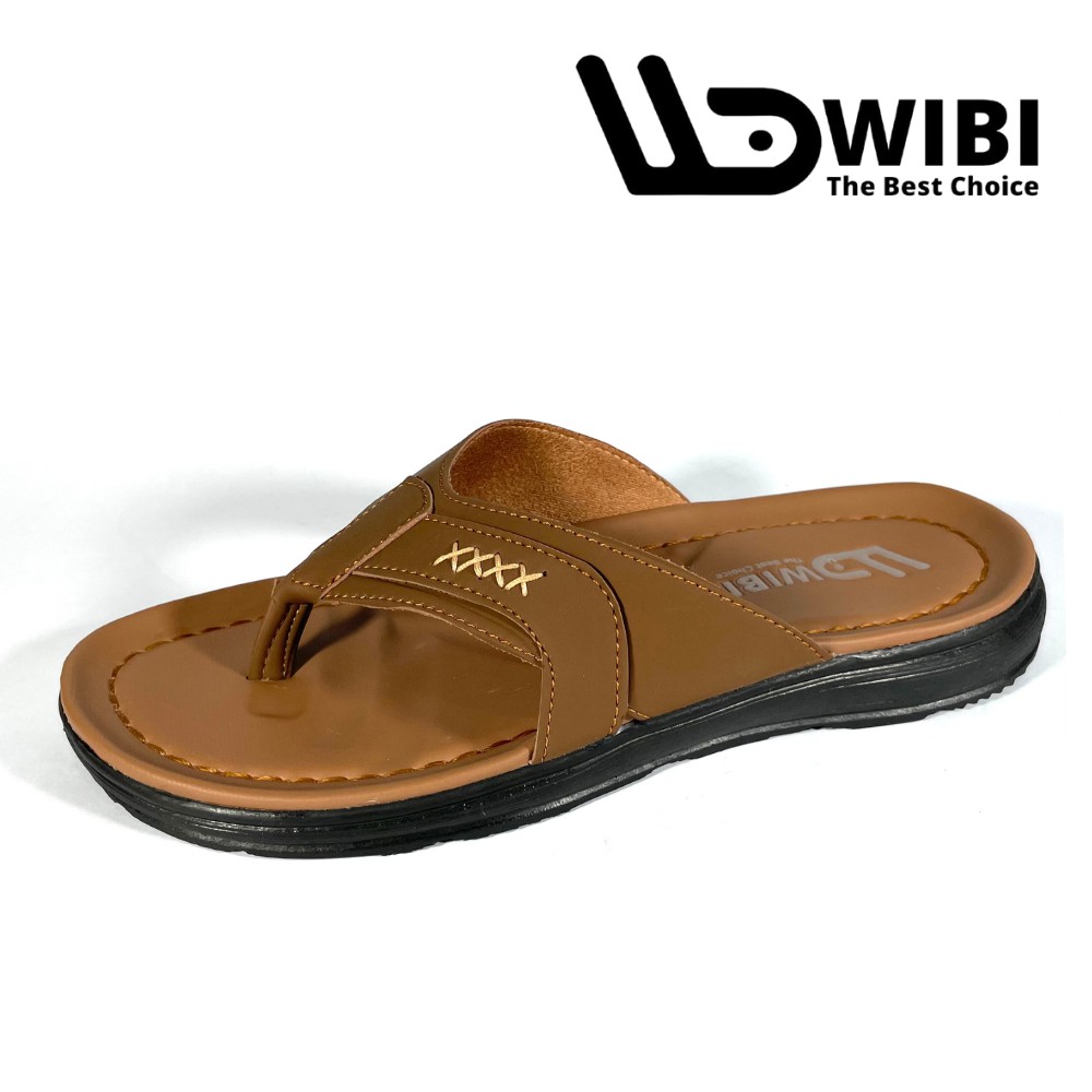 Sandal Kulit Pria Original WIBI Sendal Fashion Cowok Santai Traveling Trendy Casual Nyaman S 01