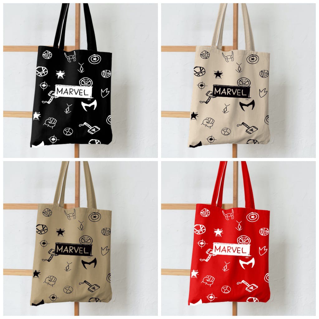 FLASH SALE 10.10 - TOTEBAG MOTIF MARVEL MOVIE | TOTEBAG UKURAN LAPTOP | TOTEBAG ANAK/PRIA/WANITA | TOTEBAG BERBAHAN SEMI KANVAS DINIR | TOTEBAG UK. 33x38 CM | TOTEBAG MERAH | HITAM | NAVY | MAROON - EDISI TOTEBAG