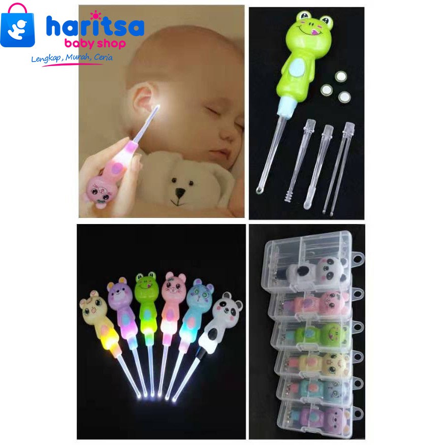 Lead Earpick Karakter / Pembersih Telinga Led Motif Owl/Flashlight Earpick