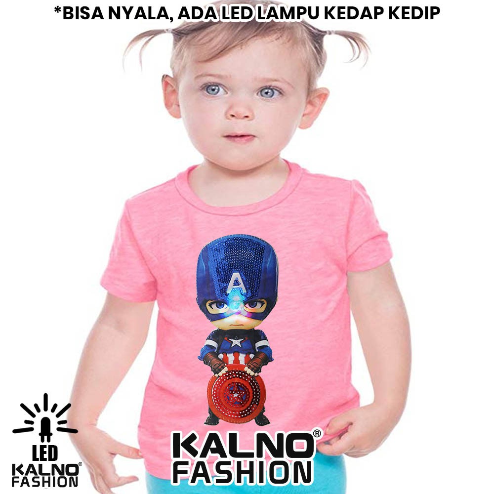 kaos baju anak CA 1 LED umur 1 - 7 tahun bisa nyala - random karakter CAPTAIN KAOS LED  KAOS NYALA