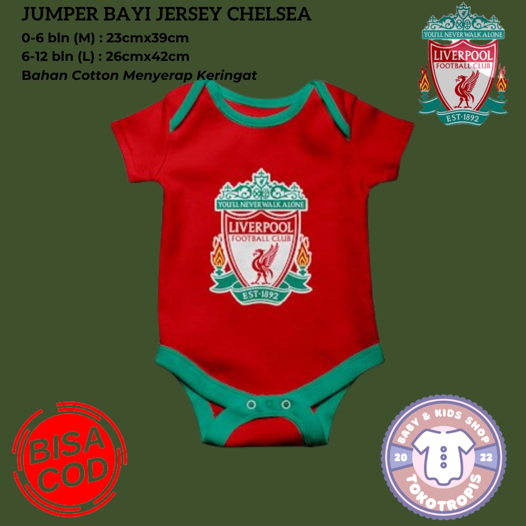 Jumper Baby Bayi Baju Distro Anak T-shirt Kaos Bola Jersey Logo Liverpool Merah