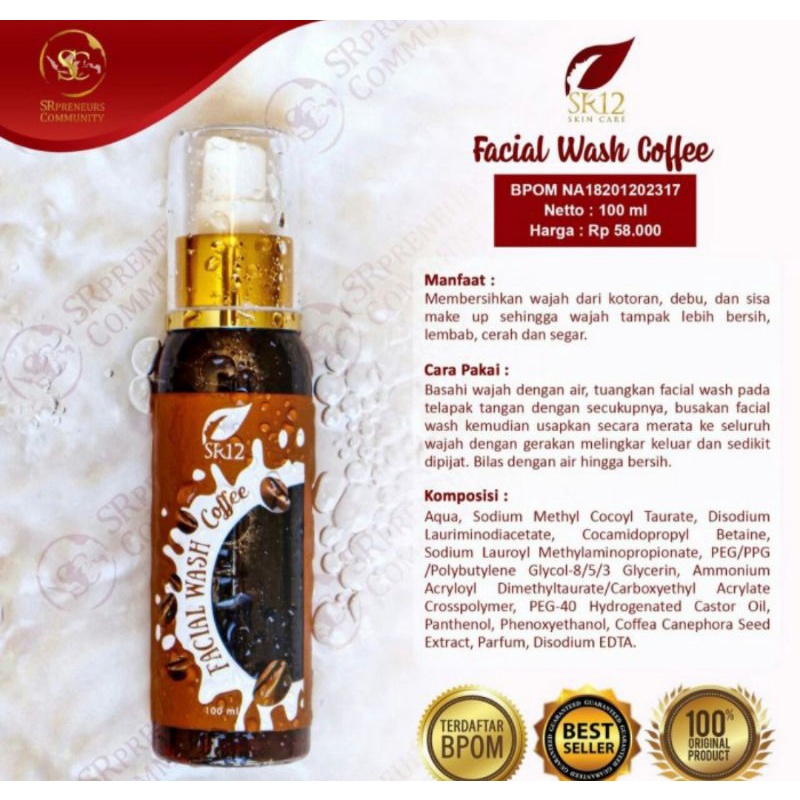 BEST SELLER FACIAL WASH KOPI COFFE SR12 HERBAL SKINCARE SABUN CAIR AROMA KOPI MULUS GLOWING MENCERAHKAN MENGHILANGKAN FLEK HITAM MEMBANDEL AMPUH