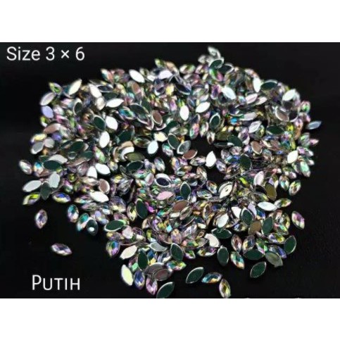 BEST SELLER!! GEMS RUNCING KILAU AB 3x6 mm / BAHAN NAIL ART / HIASAN HENNA / HIASAN TASBIH DIGITAL