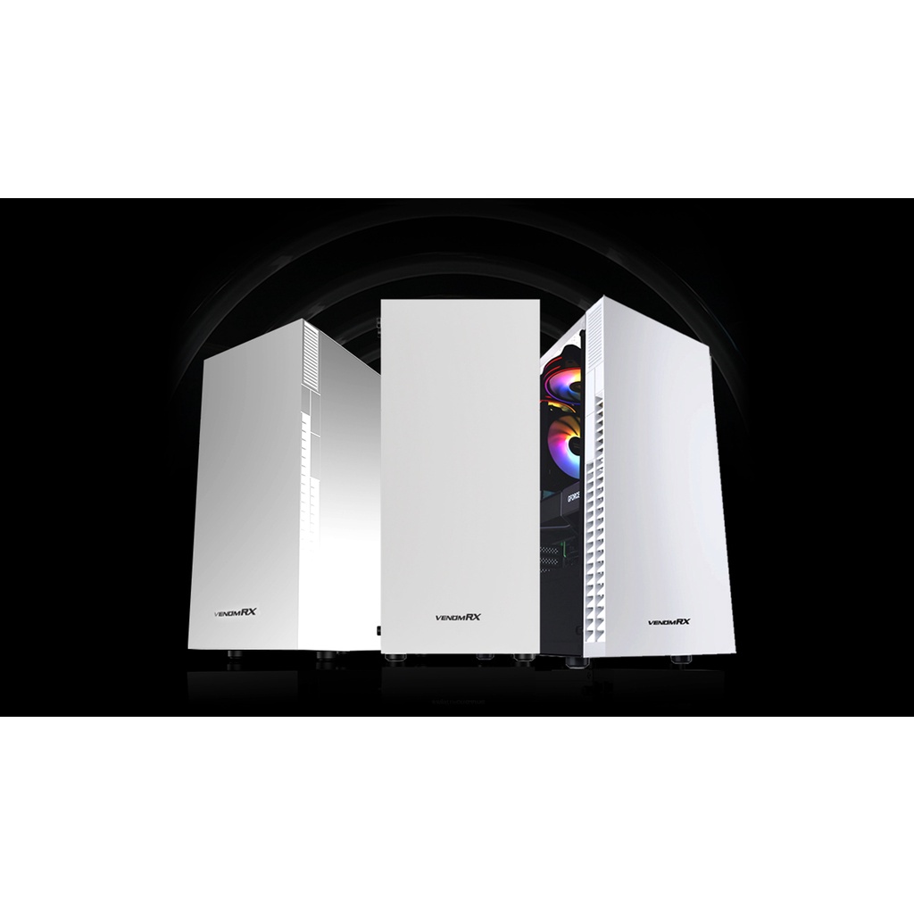 VenomRX Elden White + 3 Fan RGB Casing PC Gaming