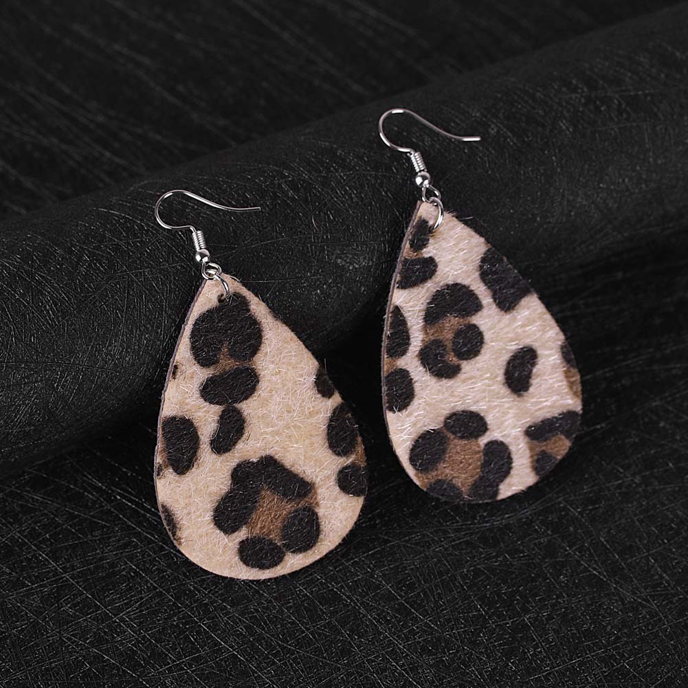 Hu Hu Hu Hu Hu Alat Bantu Pasang Kacamata♡ Anting Kait Gantung Wanita Bahan Kulit Imitasi Desain Print Leopardpolkadot Hollow Untuk Hadiah