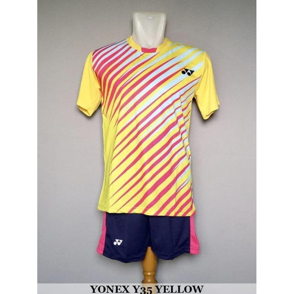 Baju Kaos Stelan Badminton Dewasa Yonex Y35 Kuning