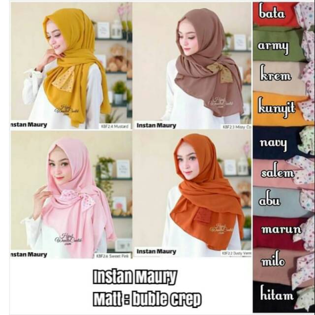 Instan Maury| Jilbab Instan| Jilbab Kekinian|Pashmina Instan
