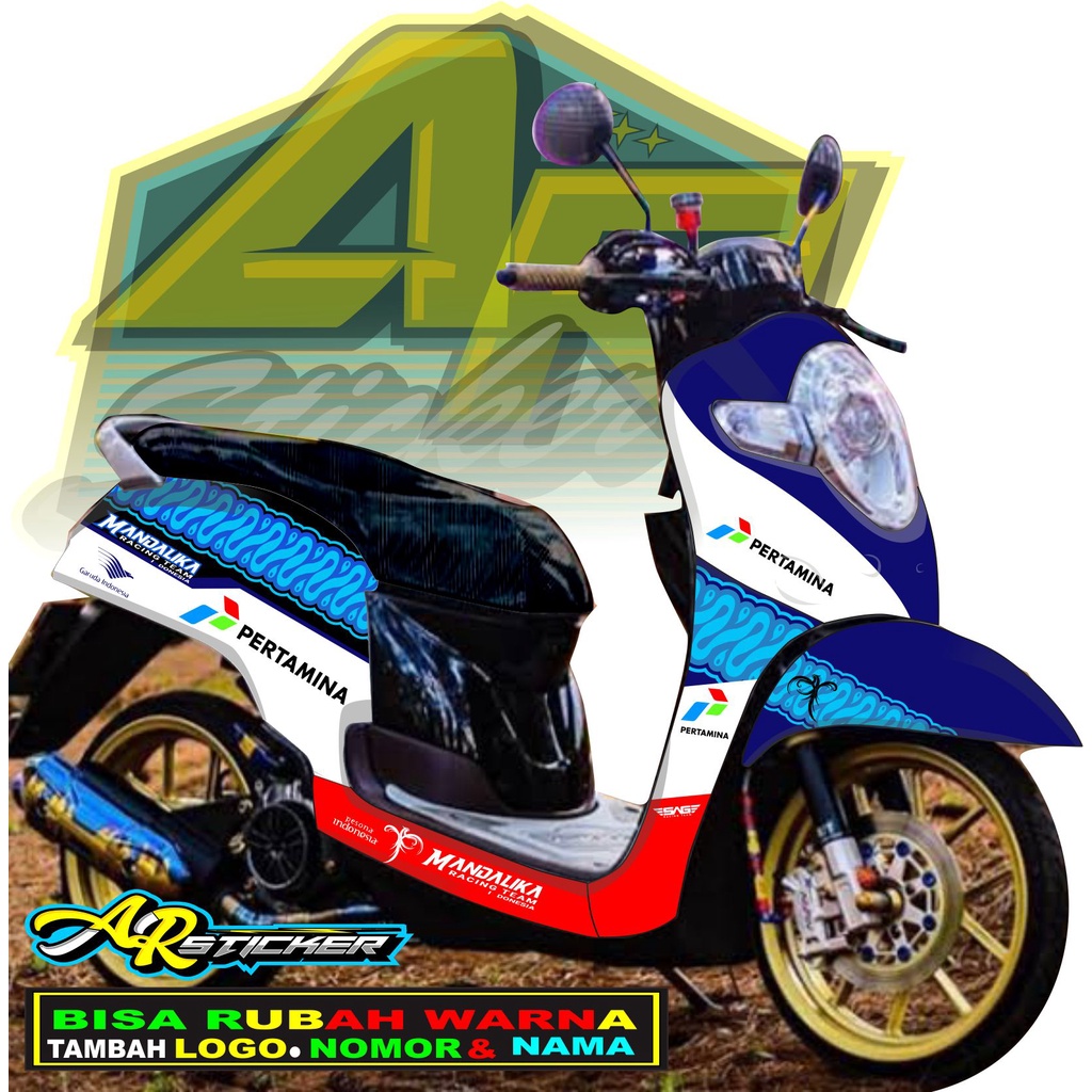 Decal scoopy MANDALIKA Sticker/Stiker Scoopy Full Body Decal Scoopy full body Full Blok Decal Fi 201