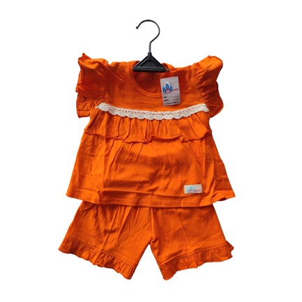 Setelan Anak Perempuan Cewek Baju Anak Wanita Celana Anak Umur 1 2 3 Tahun Premium Bahan Adem Nyaman Dipakai Orange Ungu Merah