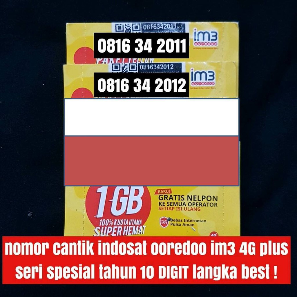 kartu perdana 10 digit seri tahun indosat ooredoo im3 4G nomer cantik