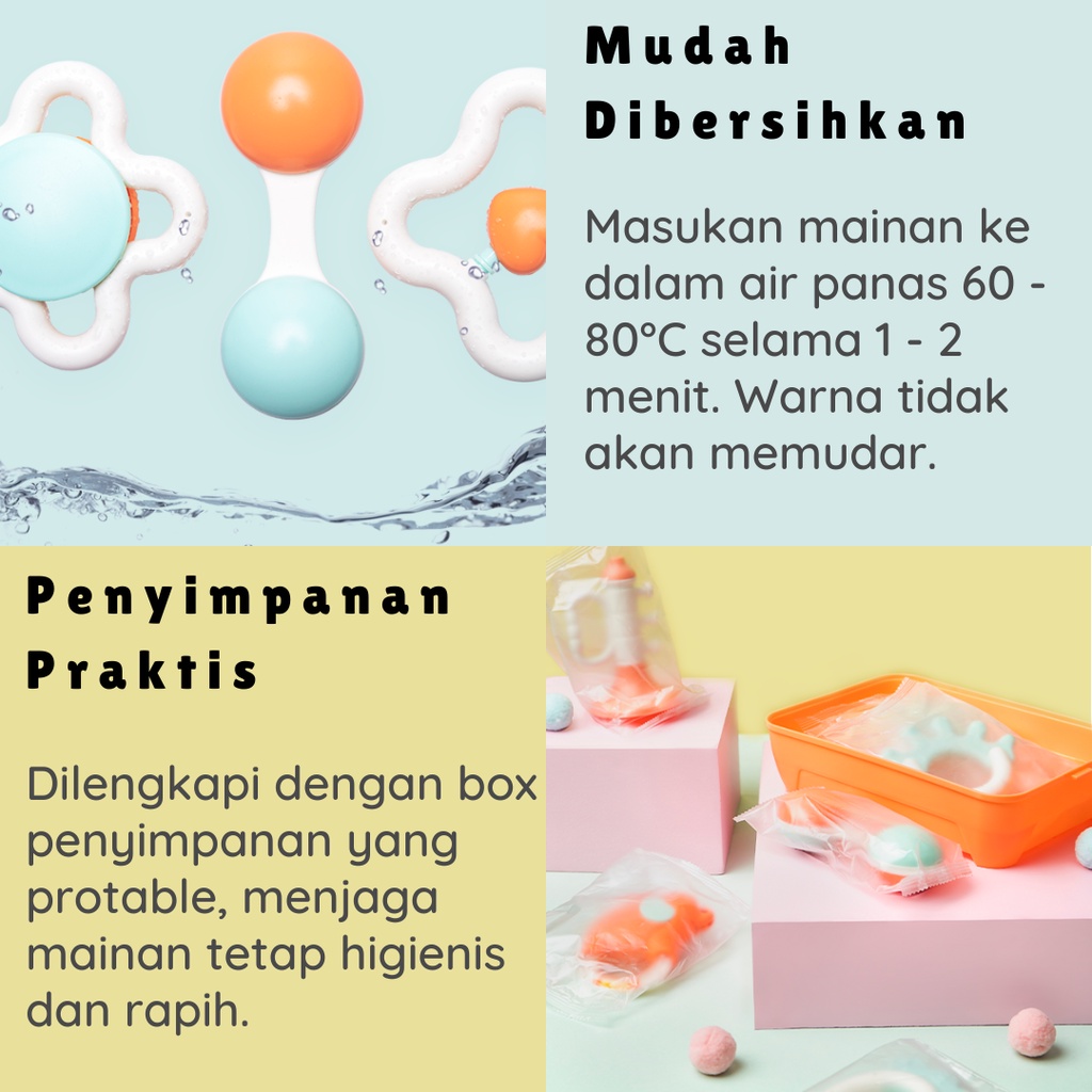 Alilo Baby Rattle Teether Set C6 / Mainan Rattle Bayi / Gigitan Bayi / BPA Free / Newborn