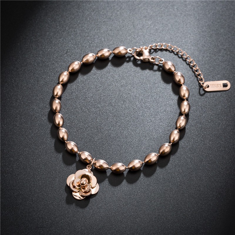 Gelang Bracelet Wanita Aksesoris Titanium Korea Hadiah GK044 rose gold cocok hadiah motif bunga